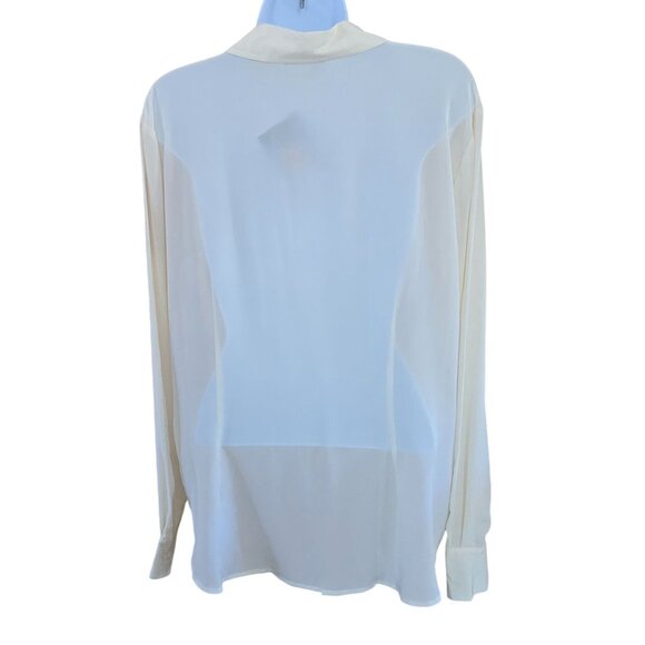 Vintage Kathy Ireland Womens Silk Blouse Long Sleeve Ivory sheerOffice attire - Picture 2 of 8